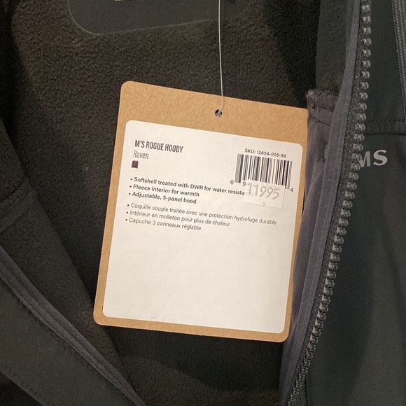 NEW Simms Rogue fleece lined Hoody Raven softshell jacket - Picture 5 of 7
